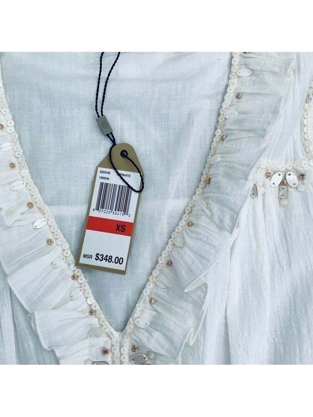 Max Studio White Mini Dress XS Embroidered Fairy Whimsical Spring - Picture 3 of 5